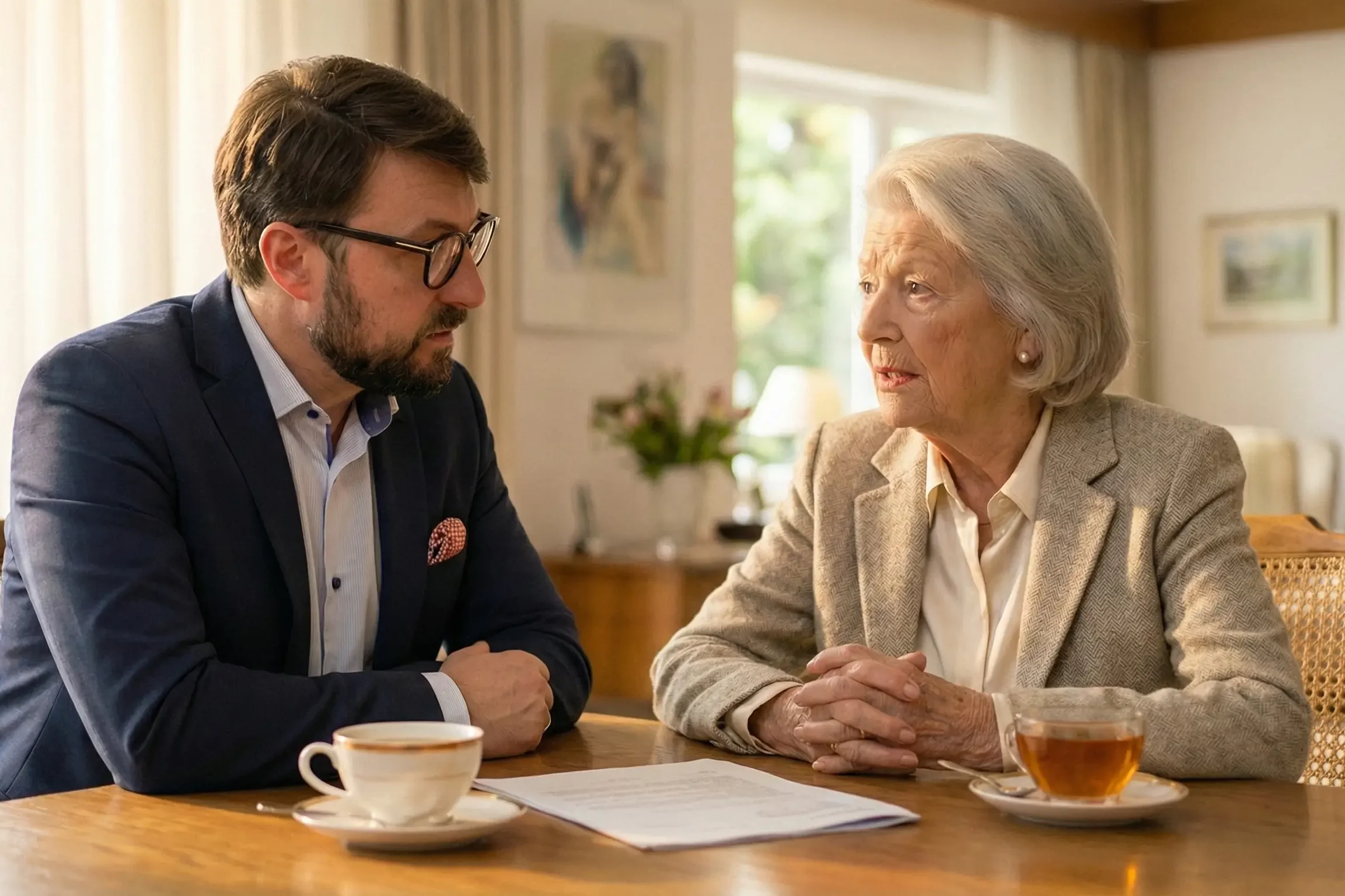 Vertrauensvolles Gespräch vor der Pflege